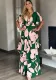 Women Casual Dress V-Neck Button Design Irregular Cascading Ruffles Dress