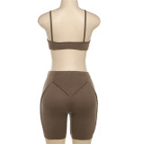 Summer Women suspender crop top and shorts two-piece set
