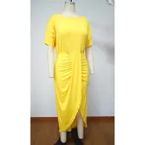 Women Slash Shoulder Irregular Maxi Dress