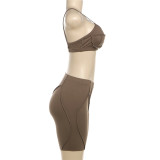 Summer Women suspender crop top and shorts two-piece set