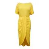 Women Slash Shoulder Irregular Maxi Dress