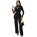 Spring Women's One-Piece Solid Color Casual Jumpsuit Solid Color Overall Straight Pants
