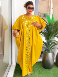 Beaded Long Dress African Women Plus Size Loose Robe