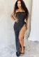 Women's Fashion Strapless Slim Waist Slit Knitting Dress