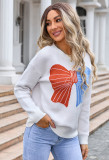 Autumn Winter Sweater Women's Bow Color Matching Knitting Pullover Shirt