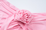Women's Summer Fashion Sexy Strapless Slim Flower Pleated Split Tie Two Piece Skirt Set