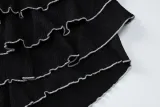 Women's Summer Fashion Sexy Strapless Top Pleated Cake Short Two Piece Set