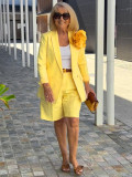 Summer Fashion Women's Clothing Turndown Collar Blazer Shorts Two-Piece Suit
