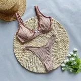 High Waist Bikini Sexy Plaid Two Pieces Women's Swimsuit
