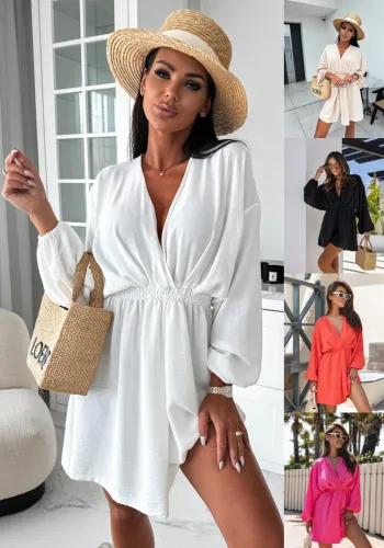 Women Autumn Long Sleeve V Neck Swing Dress