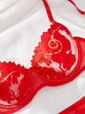 Women sexy See-Through floral embroidery Sexy Lingerie four-piece set
