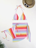 Women bikini Mesh Skirt Three-Piece Swimwear