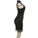 Summer Women's Style Fashion Sexy Hollow See-Through Sleeveless Mini Dress