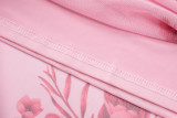 Women Mesh Double-layer Slit Suspender Backless Flower Print Summer Dress