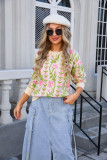 Women Jacquard Branch Round Neck Floral Sweater