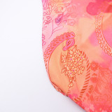 Women Summer Backless Suspender Halter Neck Print Slit Sundress
