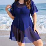 Plus Size Women Square Leg Panty One-Piece Swimwear