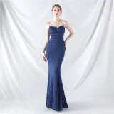 Women Sexy Off Shoulder Satin Evening Dress