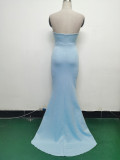 Women Fishbone Vest Off Shoulder Evening Dress
