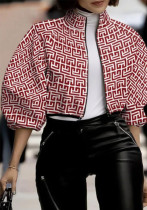 Plus size Women polka dot print crop top jacket
