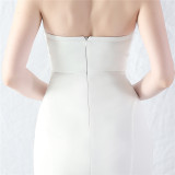 Women Satin Beaded Evening Dress