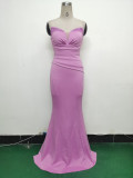 Women Satin Beaded Evening Dress