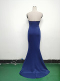 Women Fishbone Vest Off Shoulder Evening Dress