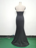 Women Fishbone Vest Off Shoulder Evening Dress