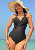 Women Solid Mesh Bikini One-Piece swimwear