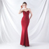 Women Sexy Off Shoulder Satin Evening Dress