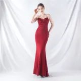 Women Sexy Off Shoulder Satin Evening Dress