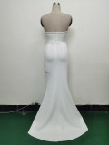 Women Fishbone Vest Off Shoulder Evening Dress