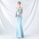 Women Sexy Off Shoulder Satin Evening Dress