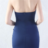Women Fishbone Vest Off Shoulder Evening Dress