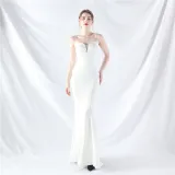 Women Sexy Off Shoulder Satin Evening Dress