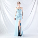 Women Fishbone Vest Off Shoulder Evening Dress