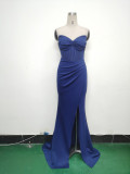Women Fishbone Vest Off Shoulder Evening Dress