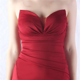 Women Sexy Off Shoulder Satin Evening Dress