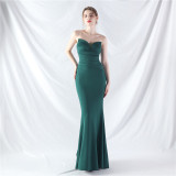 Women Sexy Off Shoulder Satin Evening Dress