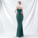 Women Sexy Off Shoulder Satin Evening Dress