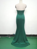 Women Fishbone Vest Off Shoulder Evening Dress