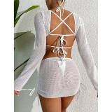 Women Mesh Lace-Up Bikini Beach swimwear Three-Piece