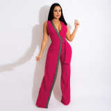 Spring Fashion Deep V Slim Jumpsuit With Belt
