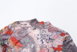 Summer Women sexy backless print see-through mesh jumpsuit