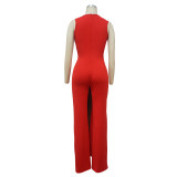 Spring Fashion Deep V Slim Jumpsuit With Belt