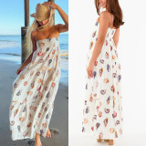 Women Suspender Print Loose Holidays Dress