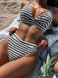 Women black and white contrast sexy Two Pieces swimwear