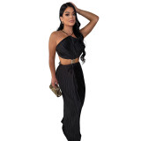 Women Pleated Sexy Lace-up Dress