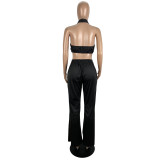 Women sexy solid Top and Pant two-piece set
