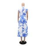 Women Sleeveless Button Lace Dress